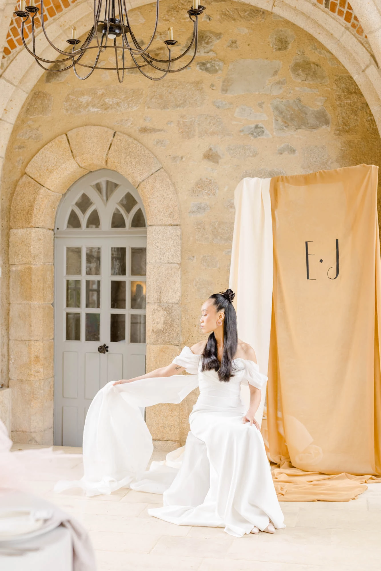 robe mariage beige marron gris